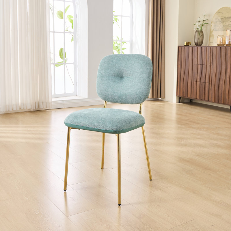 Ensemble de 2 chaises de salle à manger modernes, Vert, Doré