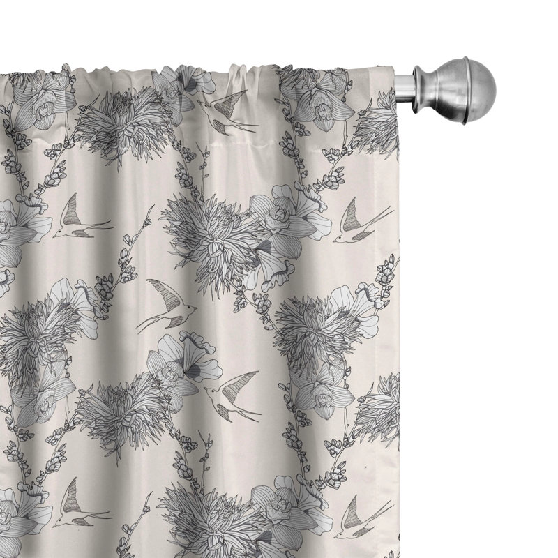 Dahlia Floral Semi-Sheer Rod Pocket Curtain Panels, 28" x 95"