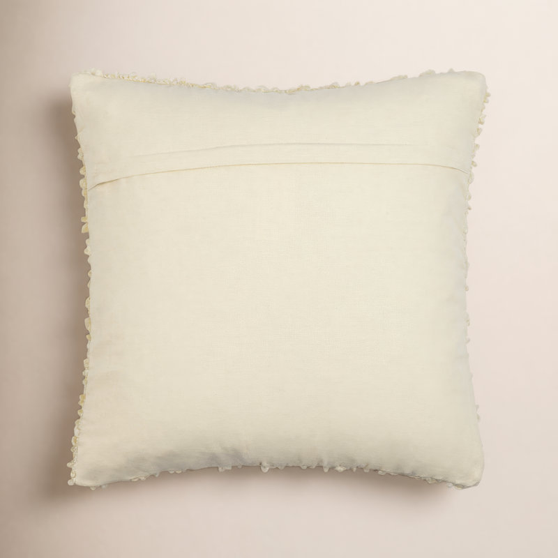 Anella Polyester Throw Square Pillow Cover, 18"H x 18"W, Beige, Pillow Cover Only - No Insert
