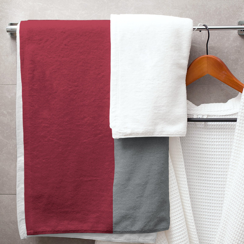 Microfiber Bath Towel, Atlanta Throwback Football Light Red/Gray/Black