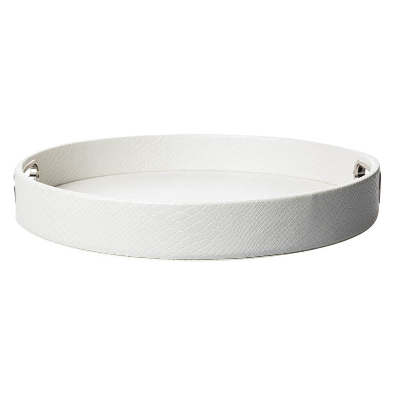 Brandt Leather / Faux Leather Tray, Cream