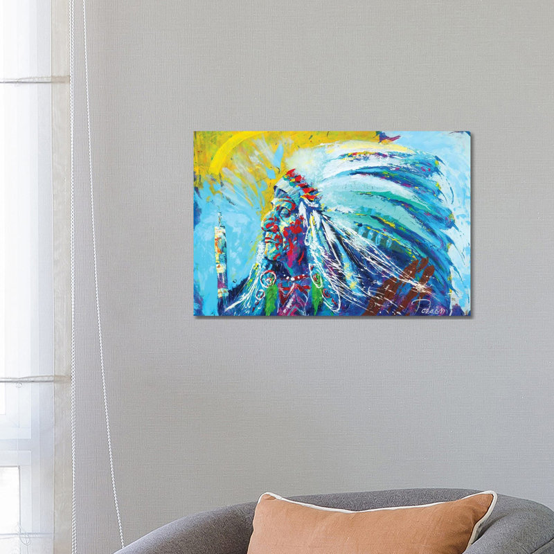 Native American 1 Piece Wrapped Canvas Painting, 66.04 cm H x 45.72 cm W x 1.91 cm D