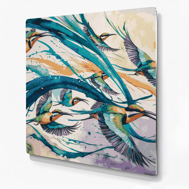 Art mural en métal oiseaux, H 384 po x l 384 po x P 0,05 po