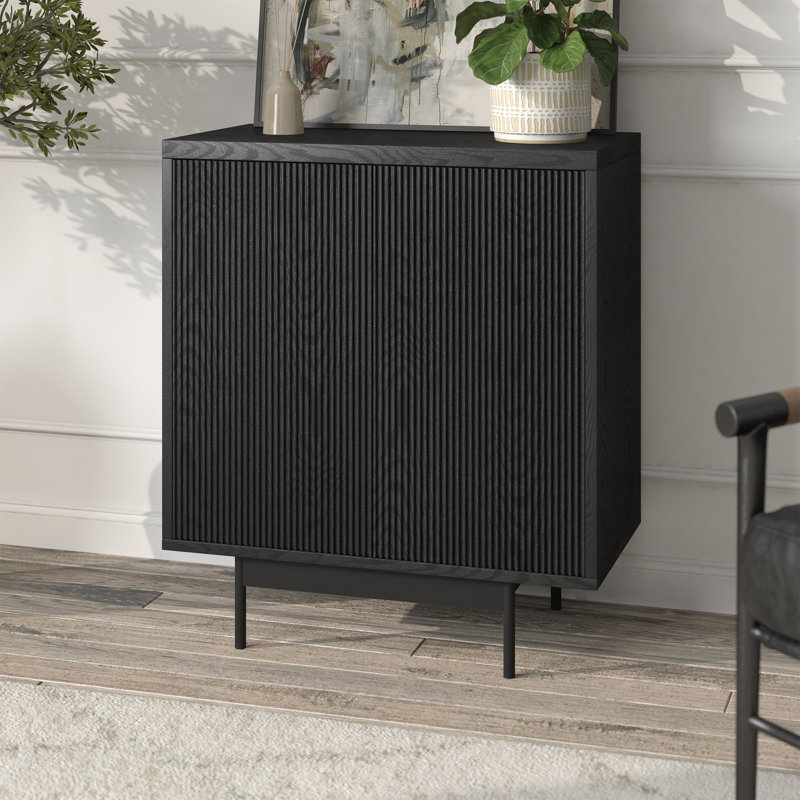 Whitman Manufactured Wood 2-Door Accent Cabinet with Steel Base, Black Grain
