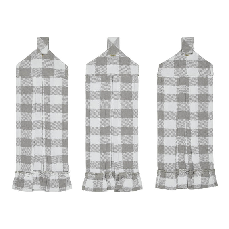 Serviette de cuisine à carreaux Annie Buffalo, Gray/White