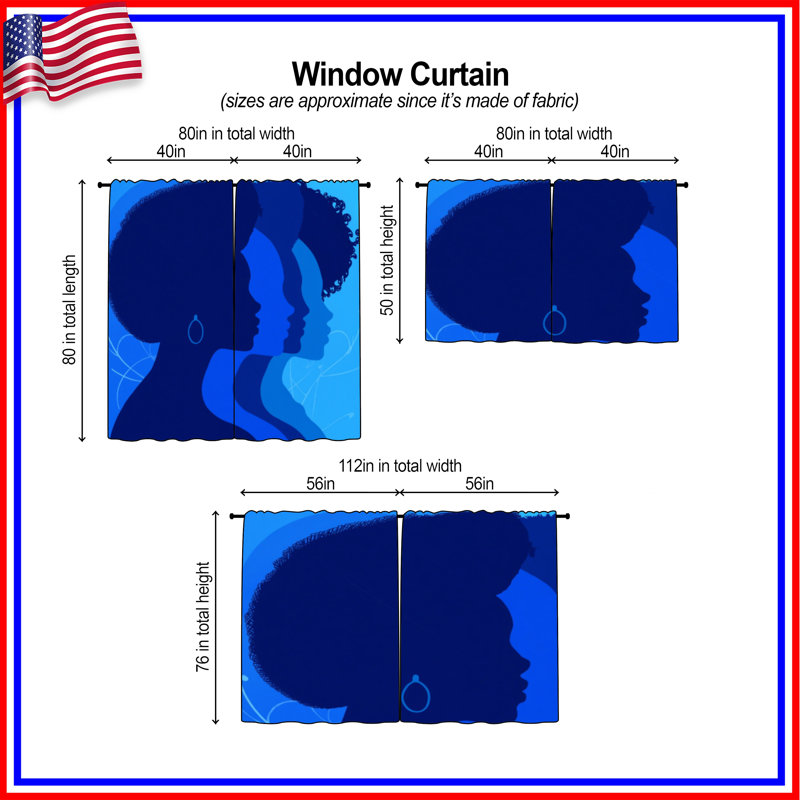 Rideaux de fenêtre Blue Silhouette, 80 po x 61 po - 2 panneaux, Obscurcissement de chambre