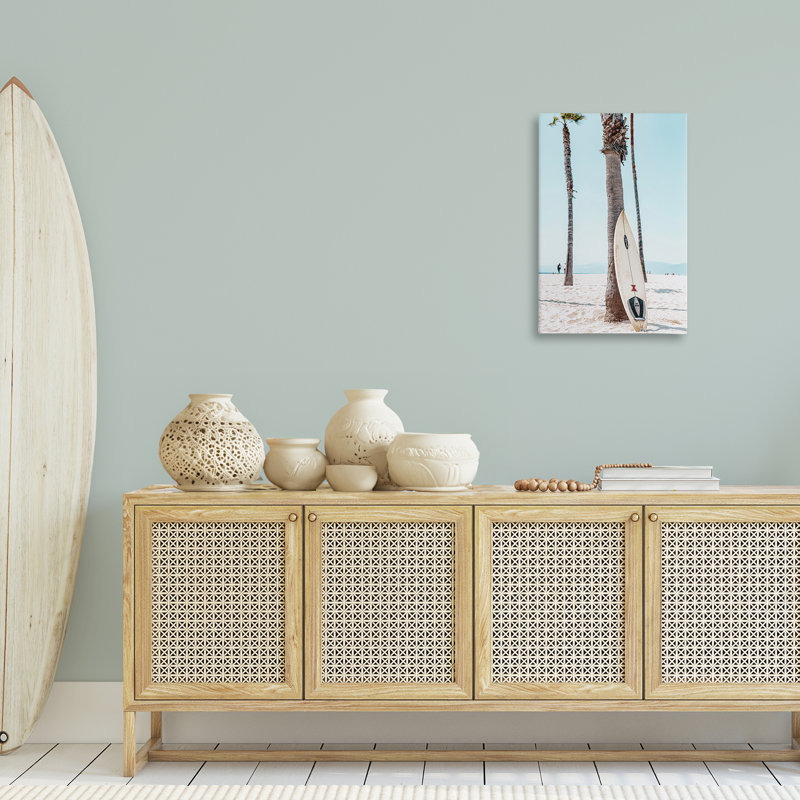 «California Summer Surfboard», art mural par Nataly White, H 30 po x l 20 po