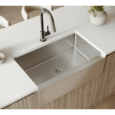 Cantrio KSS-3321-1 Évier de cuisine simple à tablier (style farmhouse) en acier inoxydable 304 calibre 18 de 33 po