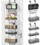 Rangement à suspendre au-dessus de la porte - 6 niveaux de rangement au-dessus de la porte avec poches et crochets visuels, avec 4 paniers en métal de grande capacité, noir