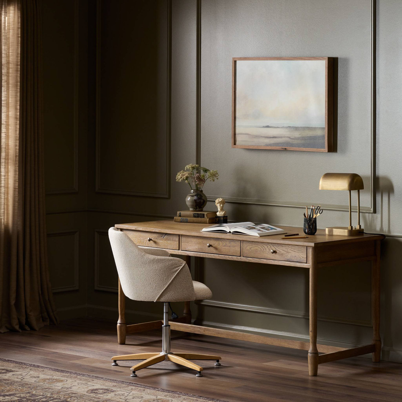 Bari Desk-Weathered Oak, Weathered Oak