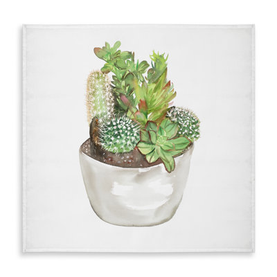Cactus Assortment Tablecloth - White Exotic Floral Decor