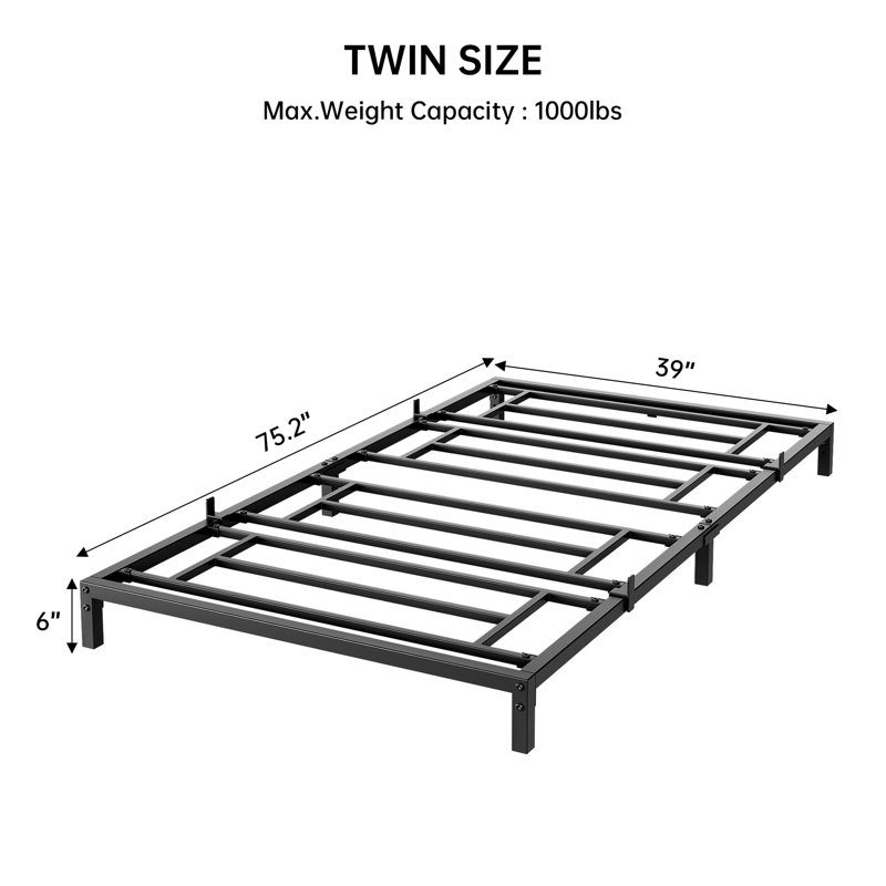 Heavy Duty Metal Platform Bed Frame, Noise Free Bed Frame with Under-Bed Storage and Steel Slats Support, No Box Spring Required