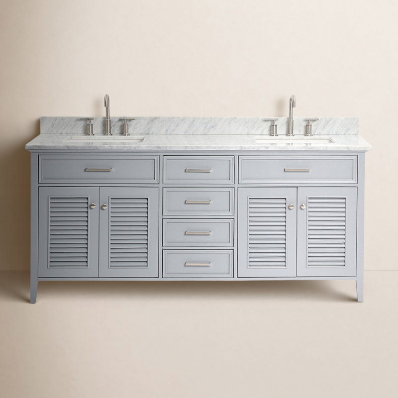 Kensington 73'' W Double Vanity, Gray, 73", Rectangular