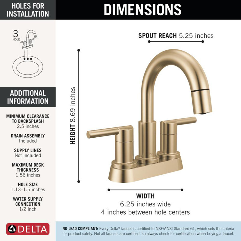 Nicoli Pull-Down Centerset Bathroom Faucet, Pull Out Sprayer Bathroom Sink Faucet, Champagne Bronze