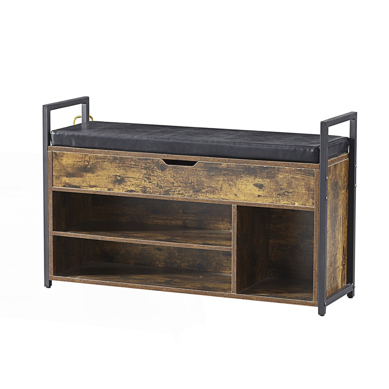 Banc de rangement pour chaussures, banc d'entrée avec boîte de rangement à plateau relevable, range-chaussures à deux niveaux