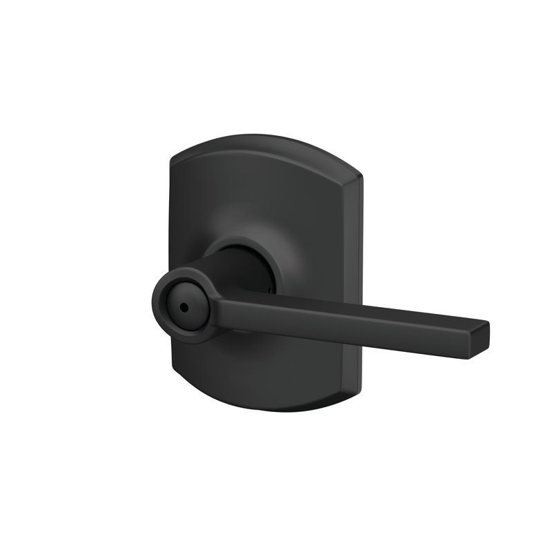 Latitude Privacy Leverset with Greenwich Rosette, Matte Black, Privacy (Bed & Bath)