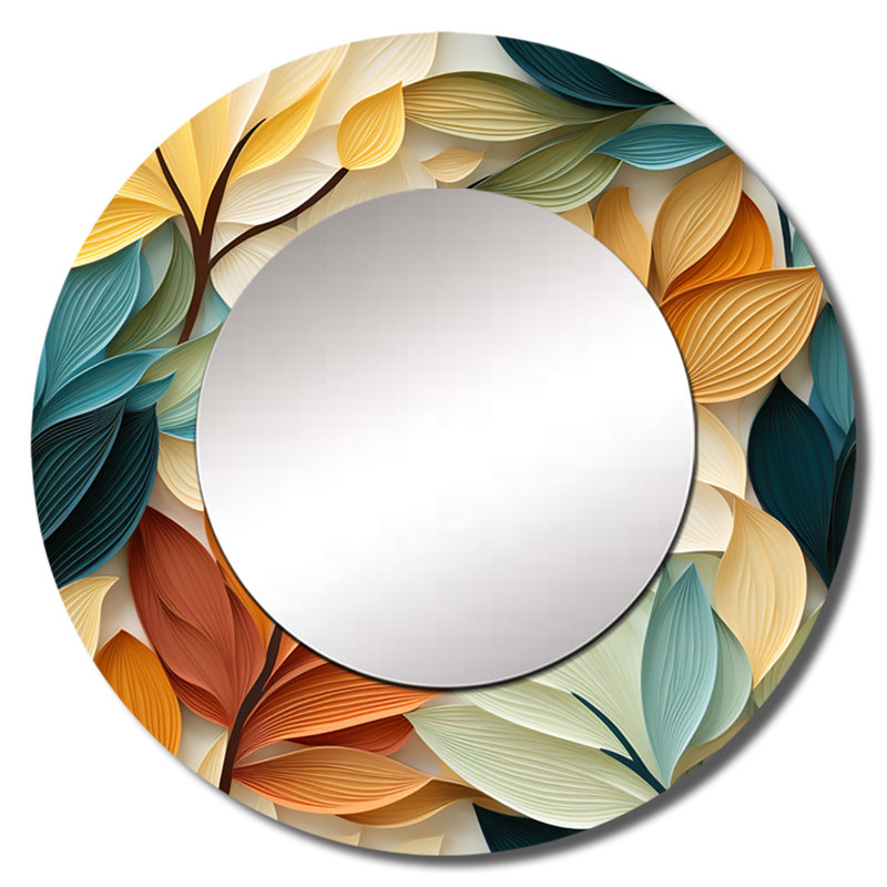 Earthy Tones Natures Palette Botanical Plants - Miroir mural décoratif floral, 23 po x 23 po