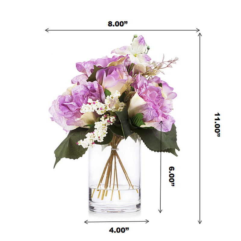 Arrangements floraux artificiels mélangés dans un vase, Mauve