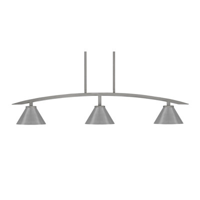 Kurve 3 Light Island Light Shown In Graphite Finish With 7" Cone Metal Shades