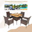 Akyrie 4 - Person Acacia Wicker Patio Dining Set with Square Table , Cushions Included