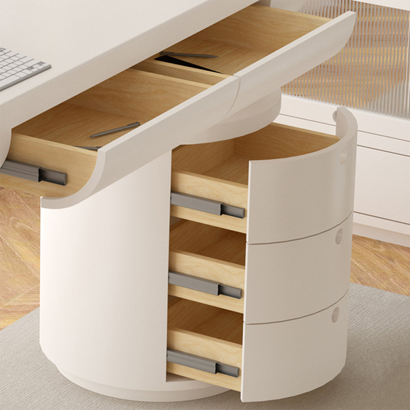 Bureau blanc rectangulaire en bois massif avec 5 tiroirs, H 29,53 po x l 62,99 po x P 23,62 po