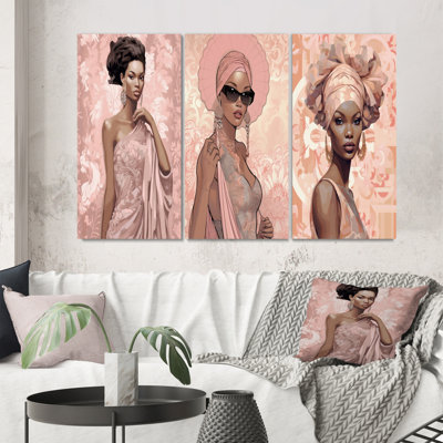 " Retro Glam Fashion African American Vogue Beauty I " 3 - Pieces