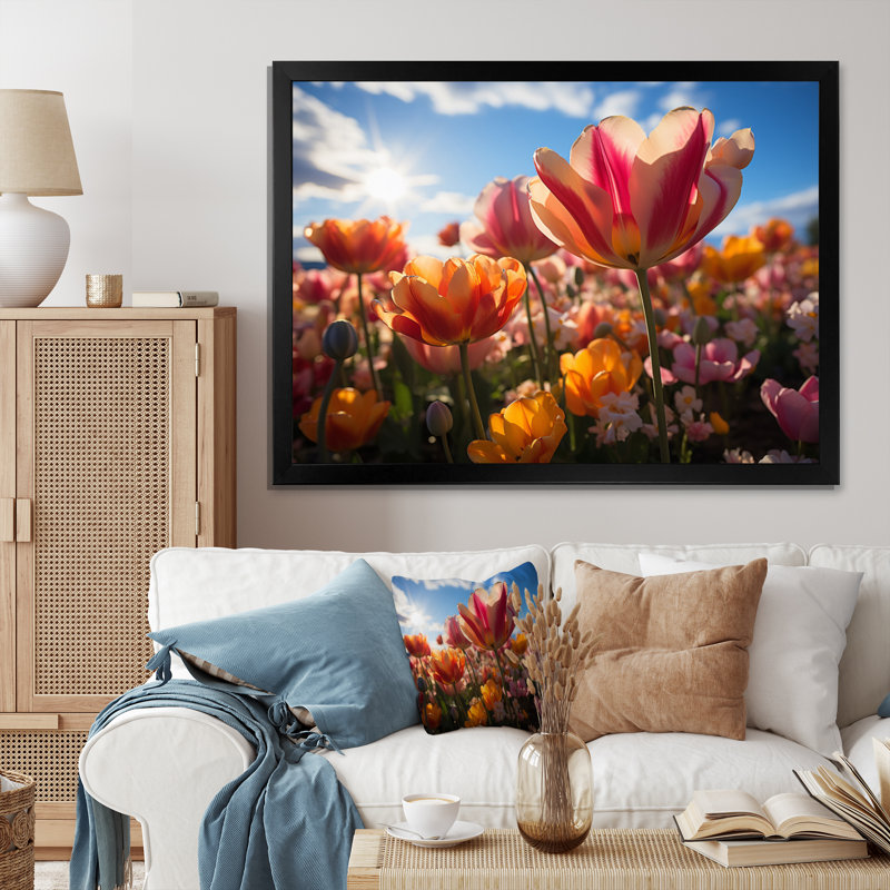 «Danemark Multicolor Tulip Fields III», reproduction sur toile, Cadre photo noir, H 12 po x l 20 po x P 1 po