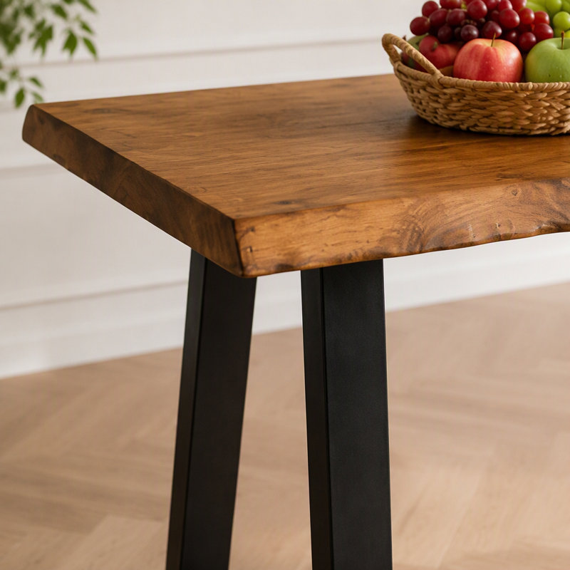 Table de bar en bois massif, table à hauteur de comptoir de 63 po avec pieds en métal pour la cuisine