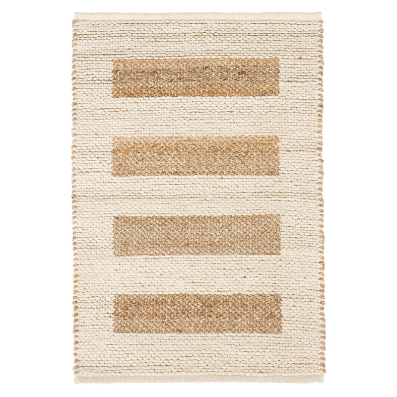Milo Ivory Handwoven Jute/Cotton Rug, Rectangle 2' x 3'