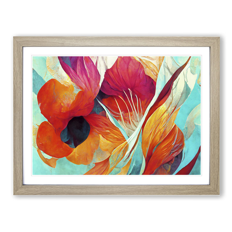 Flowers - Framed Print, 25cm H x 34cm W, Oak Framed