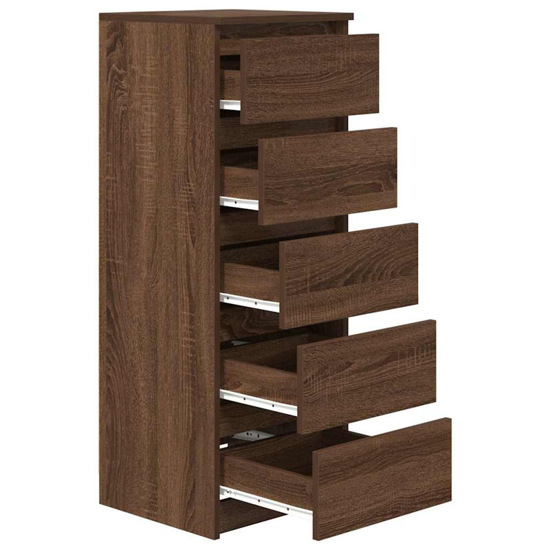 Sideboard With Drawers 37.5X35x99 Cm Engineered Wood, Brown Oak