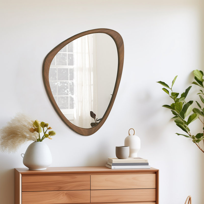 Miroir de salle de bain Doruk, 25,4 po x 20,3 po, Noyer