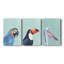 Oiseau exotique sur fond bleu I, toile tendue sur mesure - 3 pièces-483881631