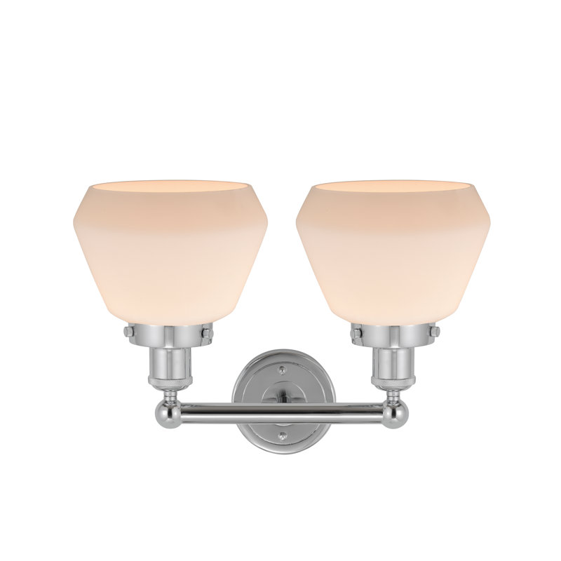 Éclairage pour salle de bain à 2 lumières à intensité variable Rivka, Blanc mat, Chrome poli