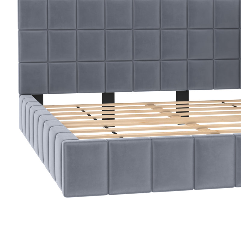 Wasili Upholstered Platform Bed, Gray
