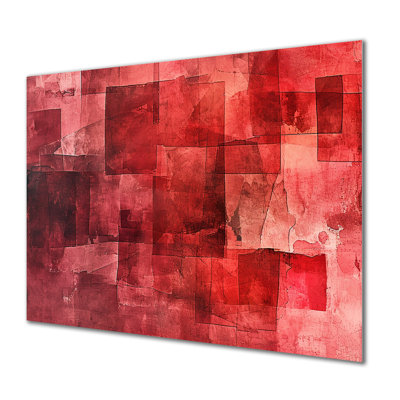Cubist Red Secrets - Abstract Collages, art mural