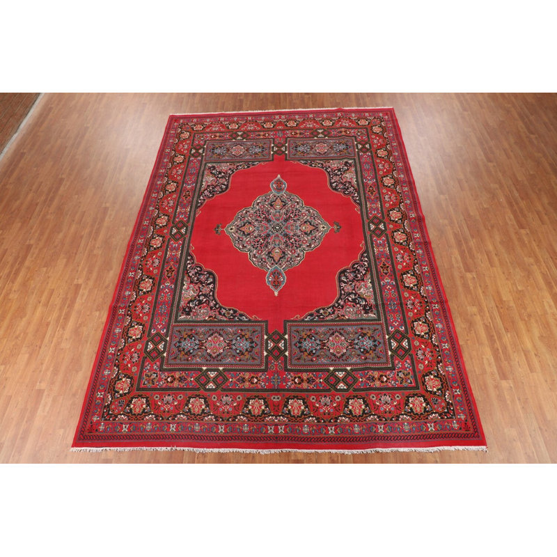 Tapis turc traditionnel géométrique rouge 10 x 13