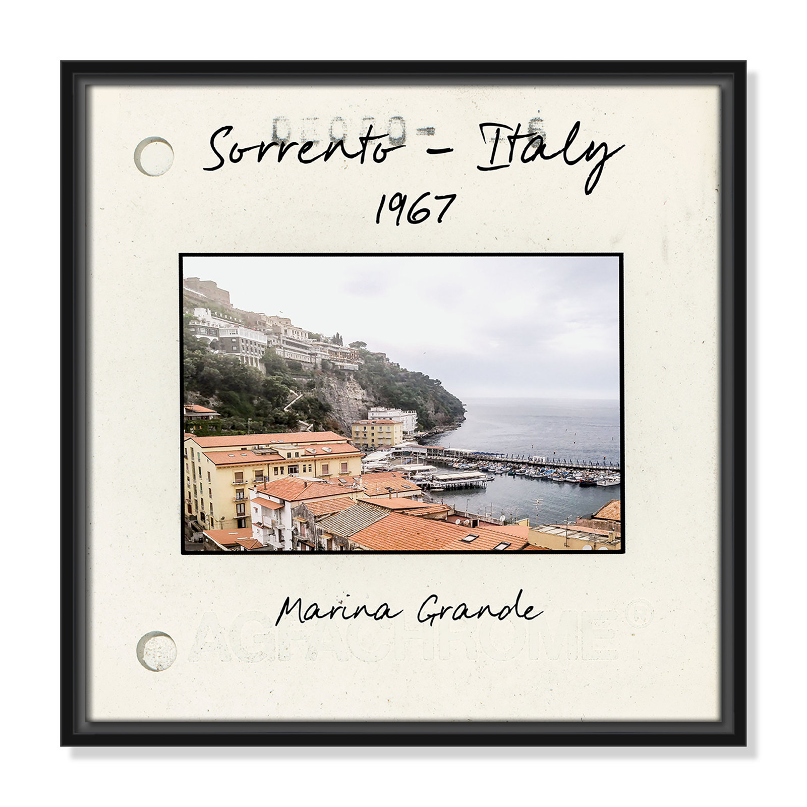 Travel Slide Collection "Sorrento, Italy" Print, 17.5" H x 17.5" W x 2" D, Black Floater Framed Canvas