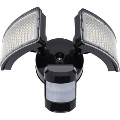 160-Watt Equivalent 2-Light 60-Degree Black 5000K Motion Activated Outdoor Integrated LED Square Adjustable Flood Light