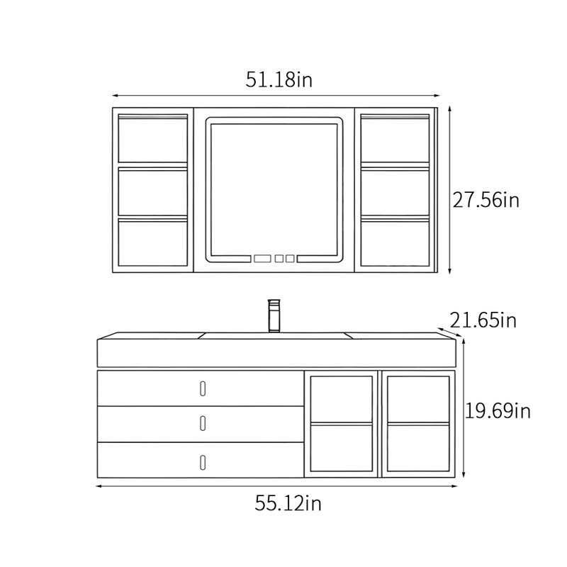 Armoire murale moderne et simple., H 19,69 po x l 55,12 po x P 21,65 po, Noir