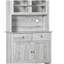 Buffet de cuisine 63,5 "avec huche, armoire de rangement pour garde-manger avec 4 tablettes, tiroirs, portes en verre encadrées, comptoir à micro-ondes ouvert