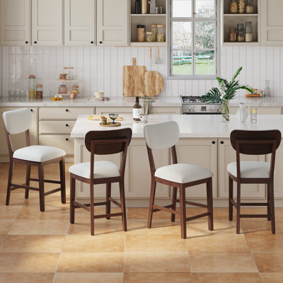 Upholstered Solid Wood Bar Stool