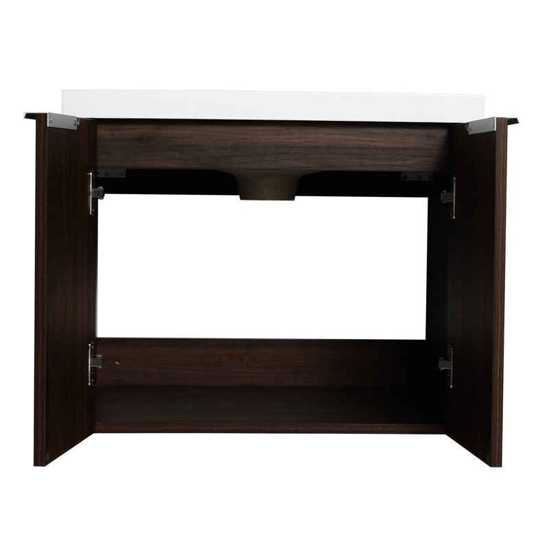 Armoire de salle de bain moderne 24 po avec lavabo - porte à fermeture douce, fixation flottante pour portes de salle de bain