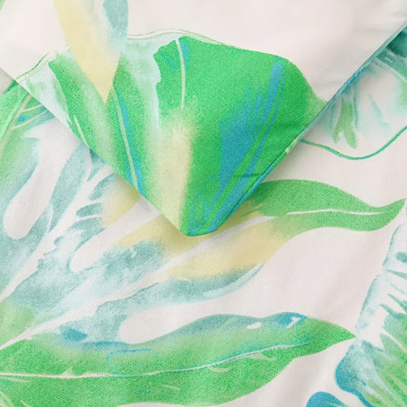 Ensemble d'édredon à feuilles vertes de 2/3 pièces en fibre ultrafine douce et convenant aux chambres à coucher