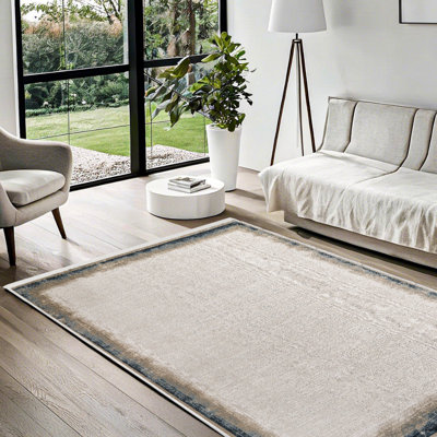 Tapis crème tissé antidérapant à imprimé numérique crème