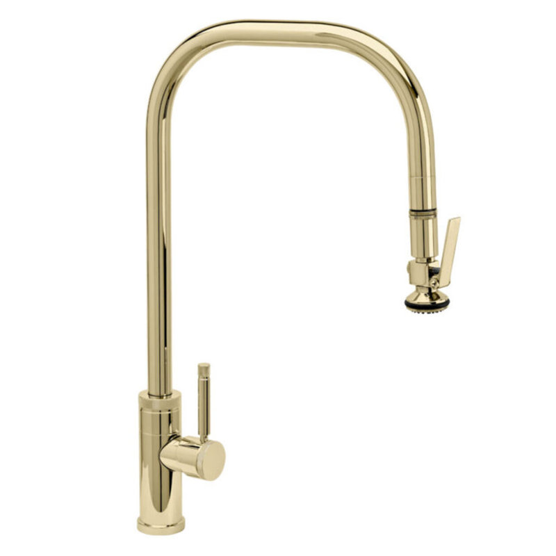 Fulton Industrial Extended Reach Plp Faucet - Lever Sprayer, Unlacquered Polished Brass