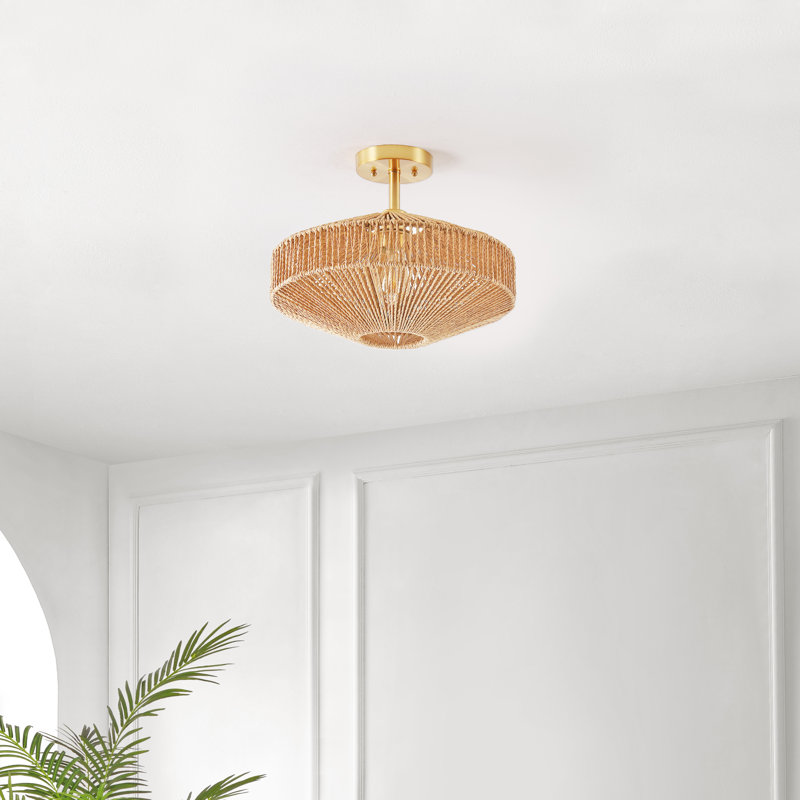 Loran Rattan Semi Flush Mount