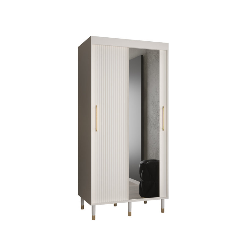 Allyza 2 Door Manufactured Wood Wardrobe, 208cm H x 100cm W x 62cm D, White