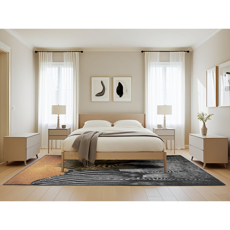 Tapis orange / noir, Rectangle 5 pi x 8 pi