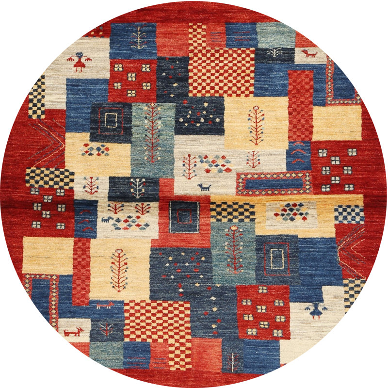 Tapis beige/brun/gris contemporain, Rond 7 pi